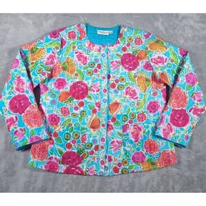 Norm Thompson‎ Jacket Womens Large PL Button Up Floral Multicolor Silk